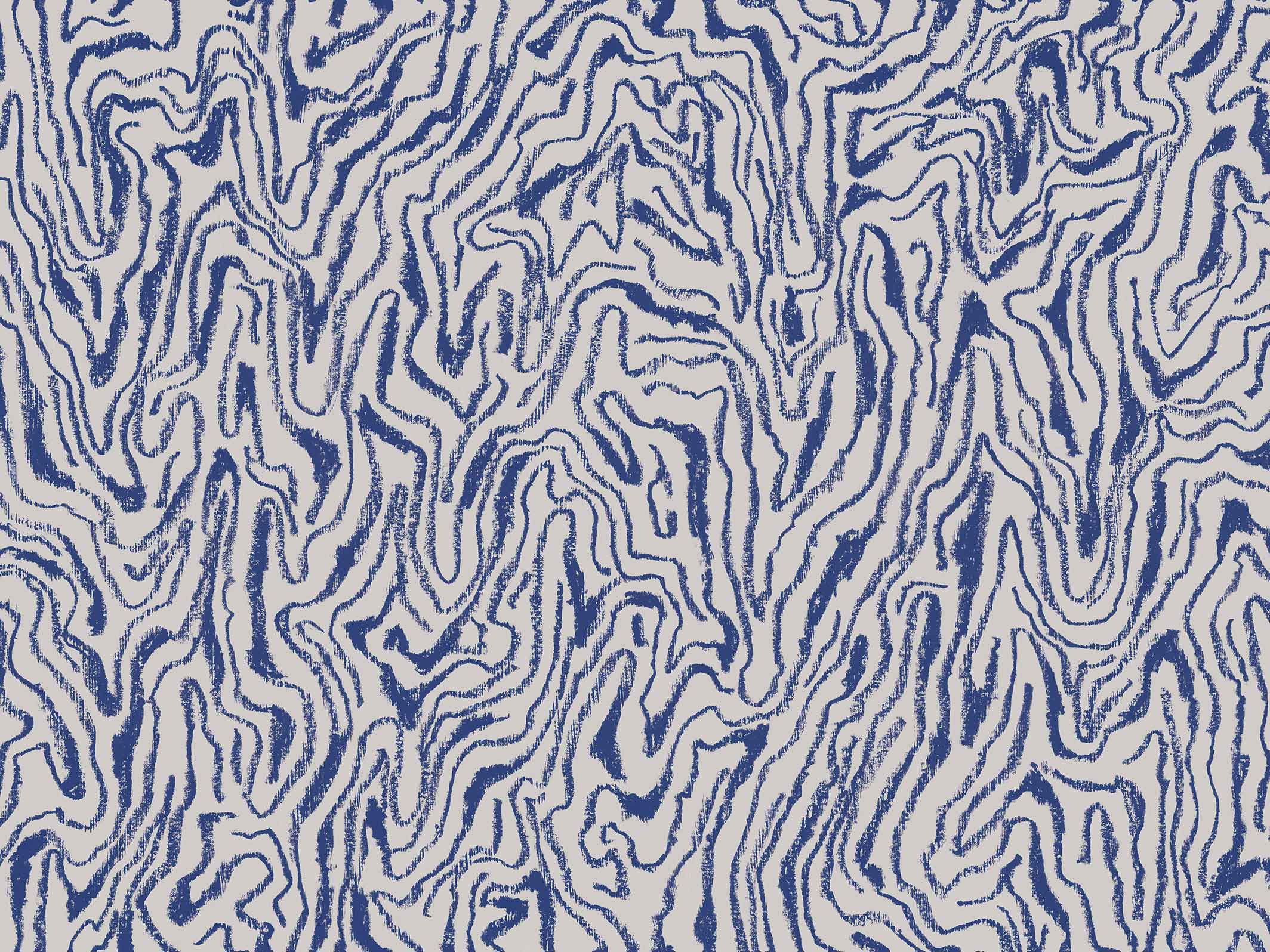 Papier peint graphique - Bois précieux - Sable & Bleu cobalt