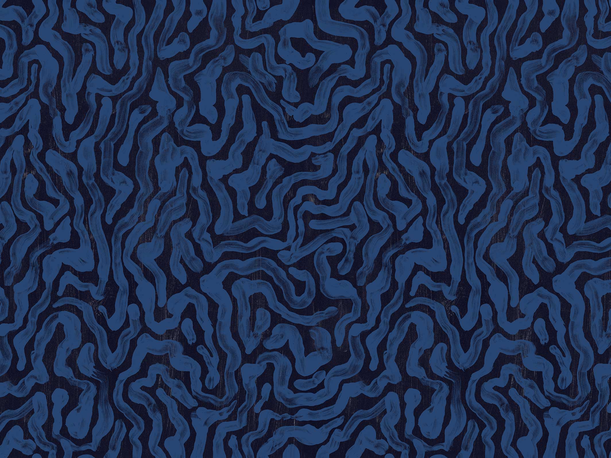 Papier peint graphique - Palace marbré - Noir & Bleu Indigo